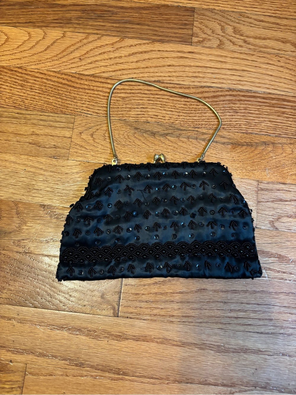 Vintage-Inspired Black Beaded Evening Handbag